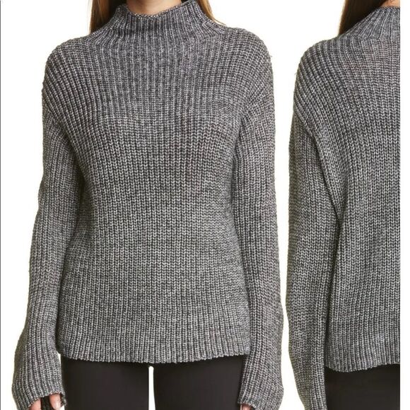Line Genevieve funnel neck sweater grey Nordstrom soft - Picture 1 of 9